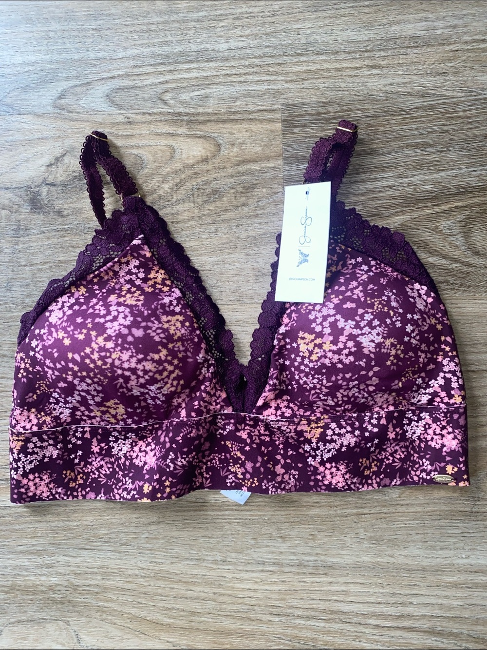 Jessica Simpson Plum Floral Lace Bralette